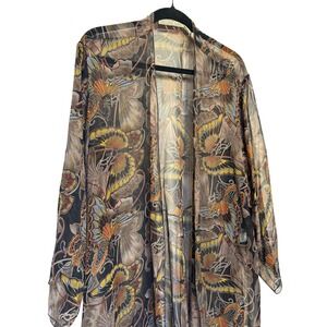 Dina Lee Sheer Silk Fairy Duster Abstract Butterfly Black Women's One Size Plus‎